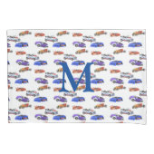 Kinderen monogram koele auto's kussensloop (Voorkant)