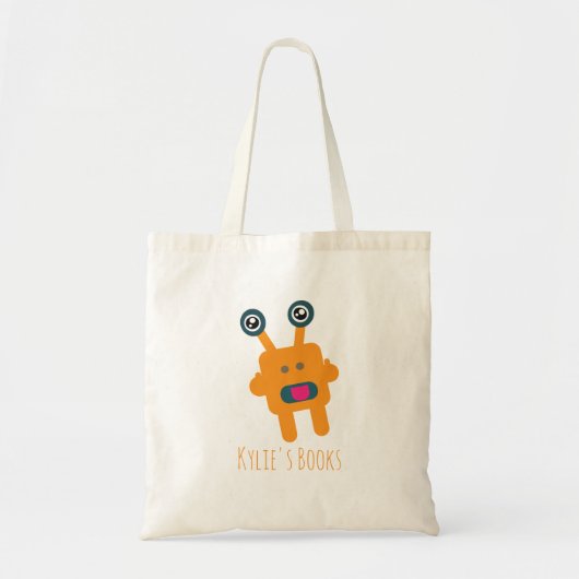 Kinderen Monster Oranje Bibliotheek Boekentassen T Tote Bag (Voorkant)