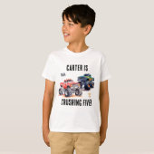 Kinderen Monstertrucks Verjaardags T-shirt (Voorkant volledig)