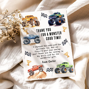 Kinderen Monstertrucks Verjaardagsfeestje Bedankkaart
