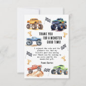 Kinderen Monstertrucks Verjaardagsfeestje Bedankkaart (Voorkant)