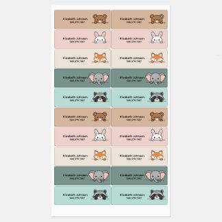 Kinderen Mooie Dieren Cartoon Naam School Labels