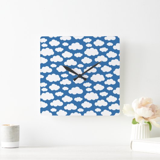 Kinderen Mooie Zachte Wolken in Hemel Blauw Wit Vierkante Klok (Huis)