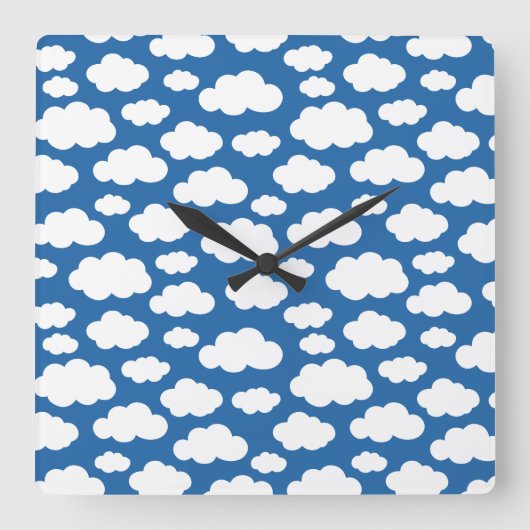 Kinderen Mooie Zachte Wolken in Hemel Blauw Wit Vierkante Klok (Voorkant)