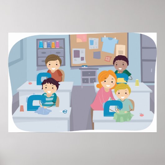 Kinderen Naailes Fun Ambacht en Leren Poster (Voorkant)