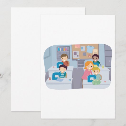 Kinderen Naailes Plezierig Ambachten en Leren Kaart (Voorkant / Achterkant)