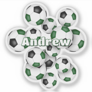 kinderen naam groen zwart voetbalballen sticker