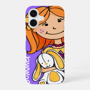 Kinderen naam iphone meisje knuffel paars geel 16 hoesje