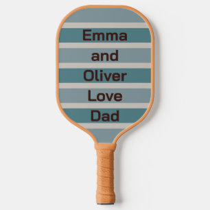 Kinderen Namen Liefde Papa op Blauwe Strepen Pickleball Paddle