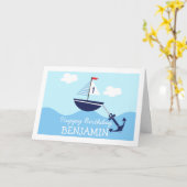 Kinderen Nautische Zeilboot Verjaardag Kaart (Gele Bloem)