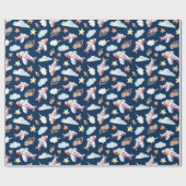 Kinderen Navy Blauw Vliegtuig Cadeaupapier (Vlak)