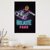 Kinderen Neon Skateboarder Poster (Keuken)