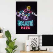Kinderen Neon Skateboarder Poster (Thuiskantoor)