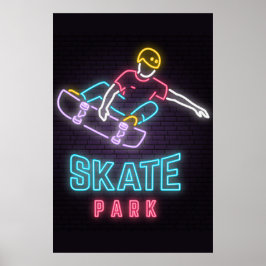 Kinderen Neon Skateboarder Poster