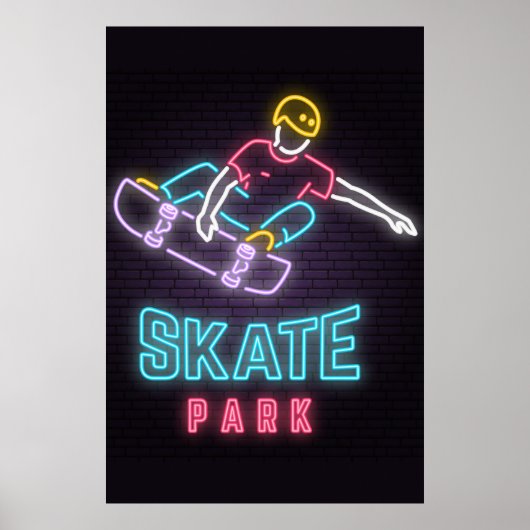 Kinderen Neon Skateboarder Poster (Voorkant)