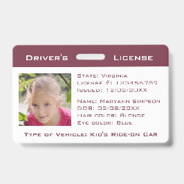 Kinderen Nep Rijbewijs Fiets Ride-On Auto's Badge