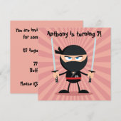 Kinderen Ninja Thema Feest Kaart (Voorkant / Achterkant)