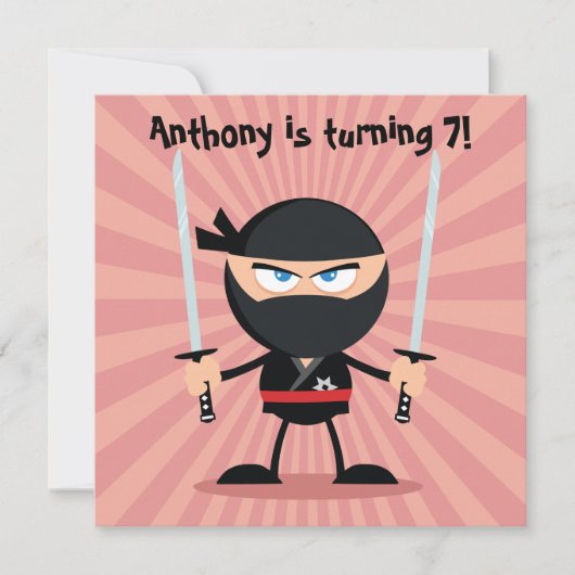 Kinderen Ninja Thema Feest Kaart (Voorkant)