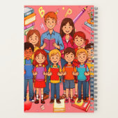 Kinderen notitieboek met geïllustreerd schoolgebou (Achterkant)