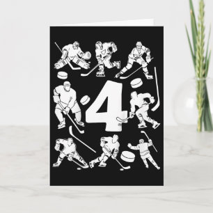 Kinderen Nummer 4 Jaar IJshockey 4e Verjaardag Kaart