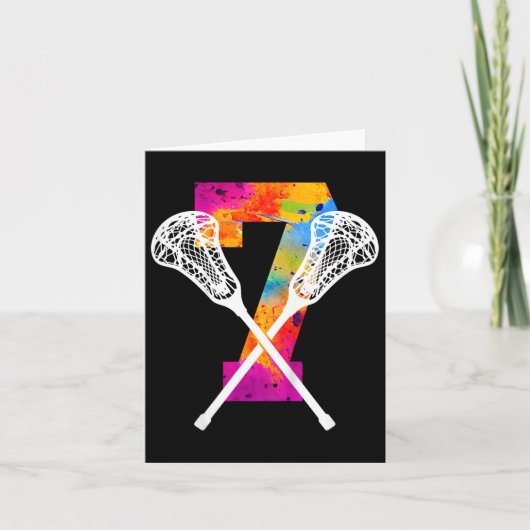 Kinderen Nummer 7 Jaar Lacrosse 7e Verjaardag Kaart (Voorkant)