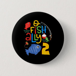 Kinderen O-fish-ally Twee Verjaardagsdecoraties 2 Ronde Button 5,7 Cm