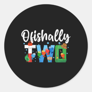 Kinderen O-fish-ally Twee Verjaardagsdecoraties 2  Ronde Sticker