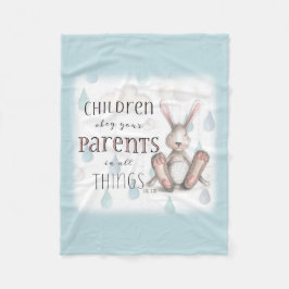 Kinderen Obey Uw Ouders - Kol. 3:20 Blauw Fleece Deken