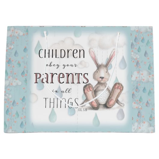 Kinderen Obey Uw Ouders - Kol. 3:20 - Blauw Groot Cadeauzakje (Voorkant)