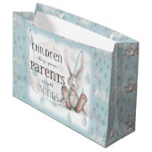 Kinderen Obey Uw Ouders - Kol. 3:20 - Blauw Groot Cadeauzakje (Voorkant Gekanteld)