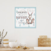 Kinderen Obey Uw Ouders - Kol. 3:20 Blauw Poster (Keuken)