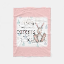 Kinderen Obey Uw Ouders - Kol. 3:20 Roze Fleece Deken