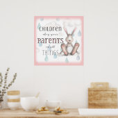 Kinderen Obey Uw Ouders - Kol. 3:20 Roze Poster (Keuken)