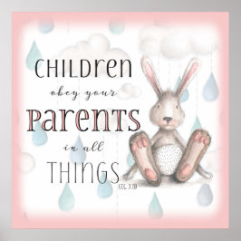 Kinderen Obey Uw Ouders - Kol. 3:20 Roze Poster
