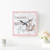 Kinderen Obey Uw Ouders - Kol. 3:20 Roze Vierkante Klok (Huis)