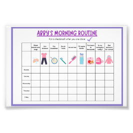 Kinderen Ochtendroutine Checklist met Mooie Pictog Foto Afdruk