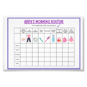 Kinderen Ochtendroutine Checklist met Mooie Pictog Foto Afdruk