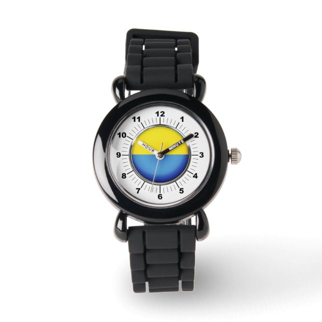 Kinderen Oekraïense vlag Silver Glitter Strap Watc Horloge (Voorkant)