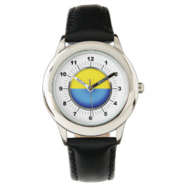 Kinderen Oekraïense vlag zwart lederen bandhorloge Horloge