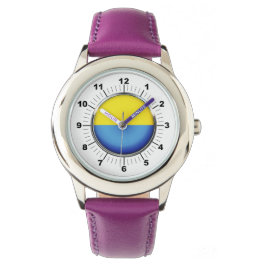 Kinderen Oekraïne Vlag Paarse Leren Band Horloge