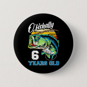 Kinderen Officieel 6 Jaar Visser 6de Verjaardag Ronde Button 5,7 Cm