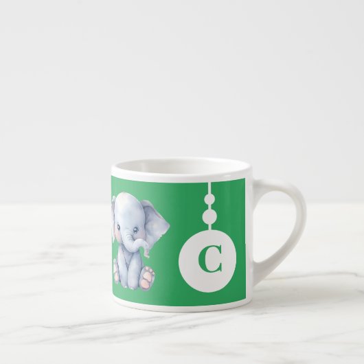 Kinderen olifant mok gepersonaliseerde naam groen (Rechts)