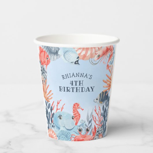Kinderen onder de Zee van de vogeldag Papieren Bekers (Achterkant)