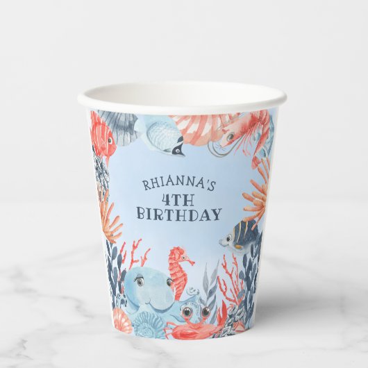 Kinderen onder de Zee van de vogeldag Papieren Bekers (Voorkant)