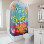 Kinderen onder het Zee Aquatic Octopus Fish Douchegordijn (In situ)