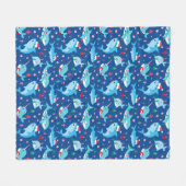 Kinderen onder het Zee Kersthaai Narwhal Fleece Deken (Voorkant (Horizontaal))