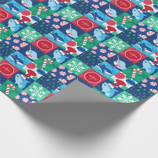 Kinderen onder het Zee kerstpatchwork Cadeaupapier (Hoek)