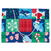 Kinderen onder het Zee kerstpatchwork Groot Cadeauzakje (Achterkant)