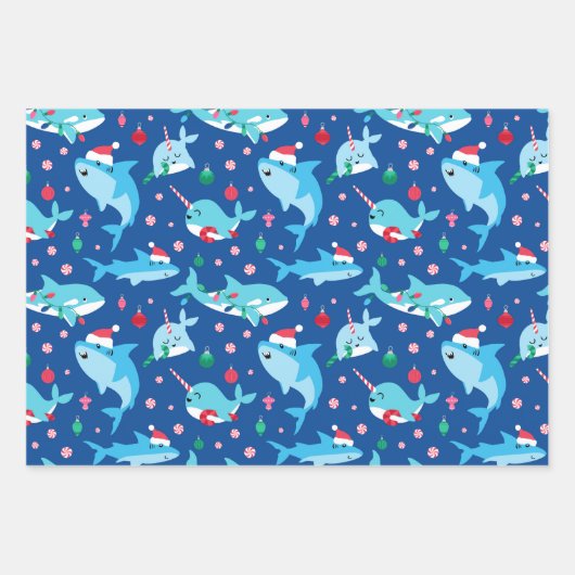 Kinderen onder het Zee kerstpatchwork Inpakpapier Vel (Voorkant 2)