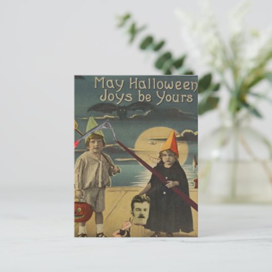 Kinderen onthoofde hoofd Trick or treat Briefkaart (Staand voorkant)